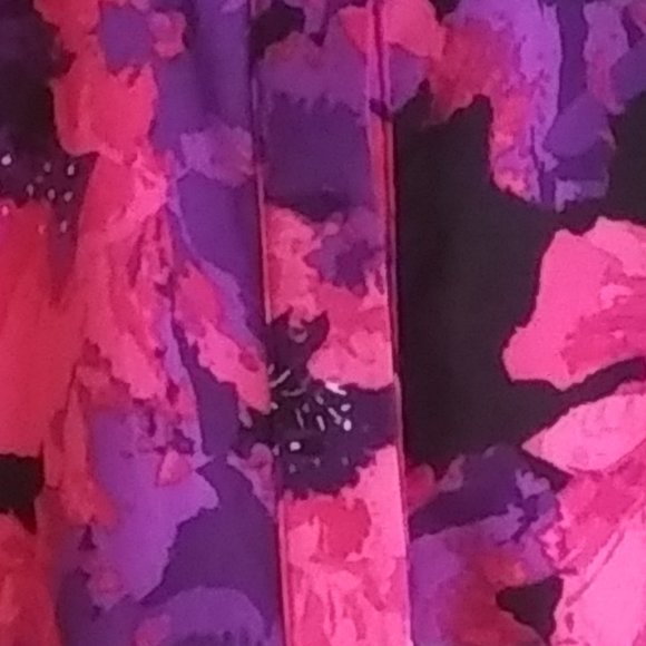 Calvin Klein Orchid Floral Button Up Bell Sleeve Blouse - Picture 4 of 8